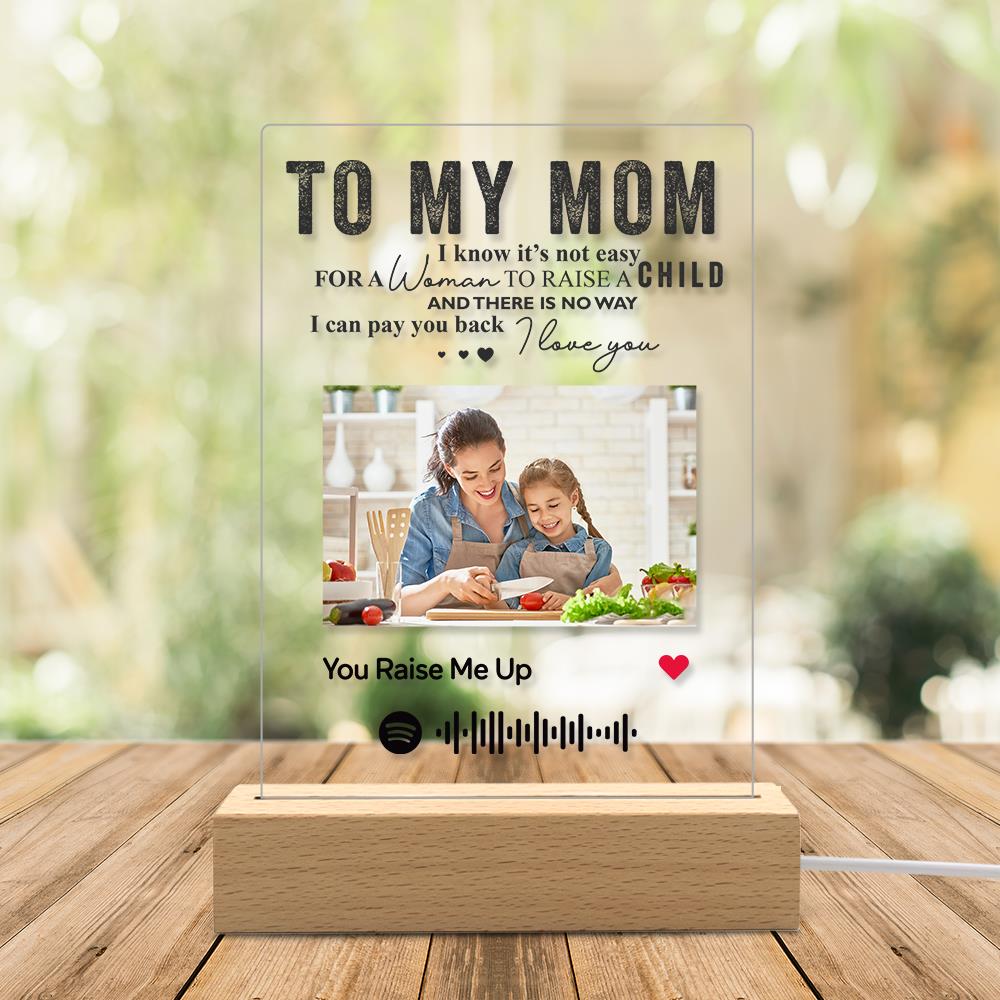 To My Mom Personalized Spotify Code Music Plaque Night Light(5.9in x 7.7in)