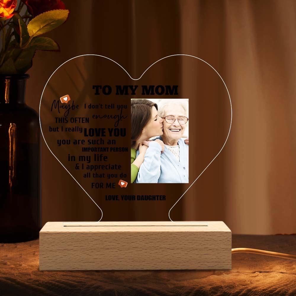 Mother's Day Gift Custom Photo Keychian/Plaque/Night Light For Mom - Myphotowallet