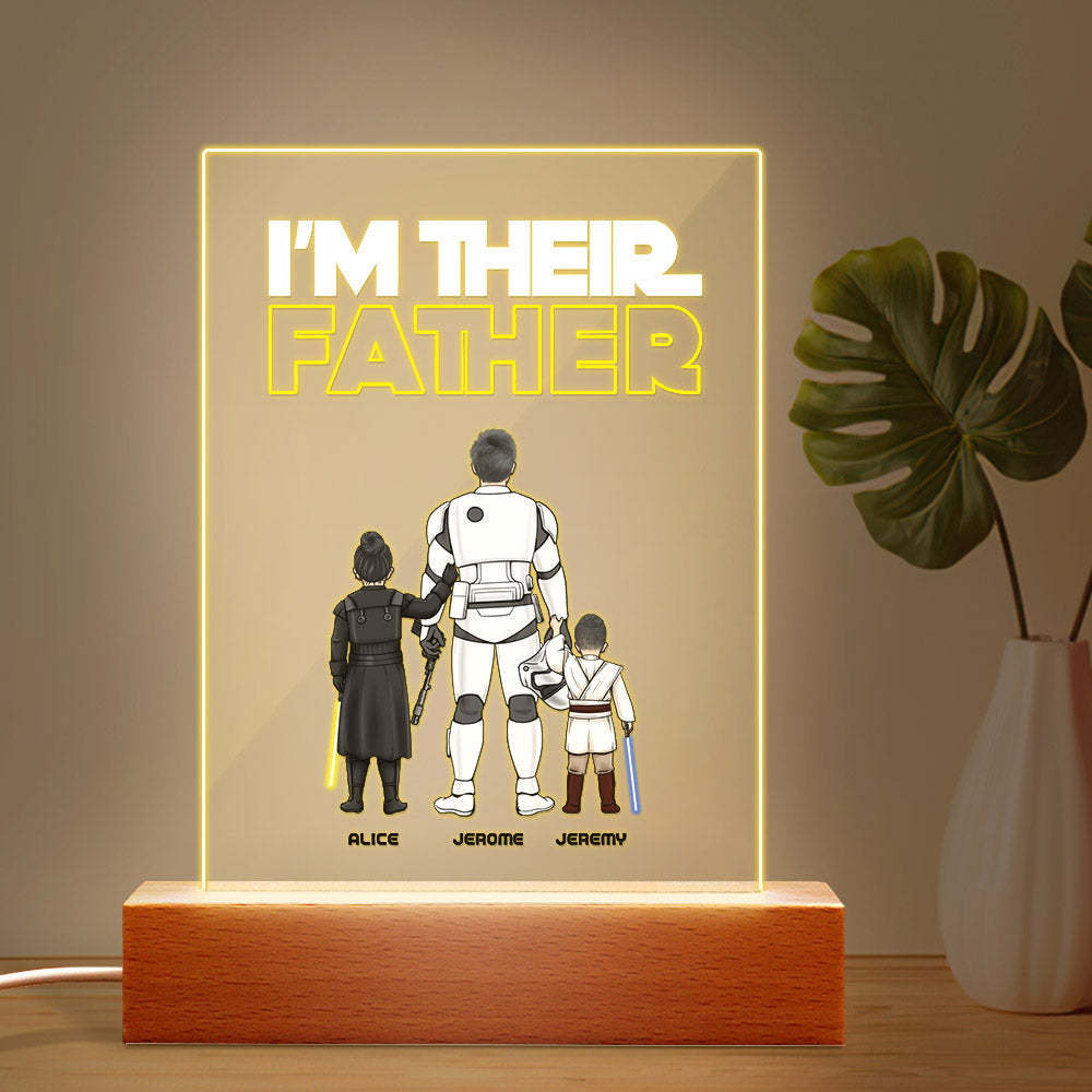 Custom I Am Their Father Night Light Personalized Acrylic Plaque Home Decoration Lamp Father's Day Gift - Myphotowallet
