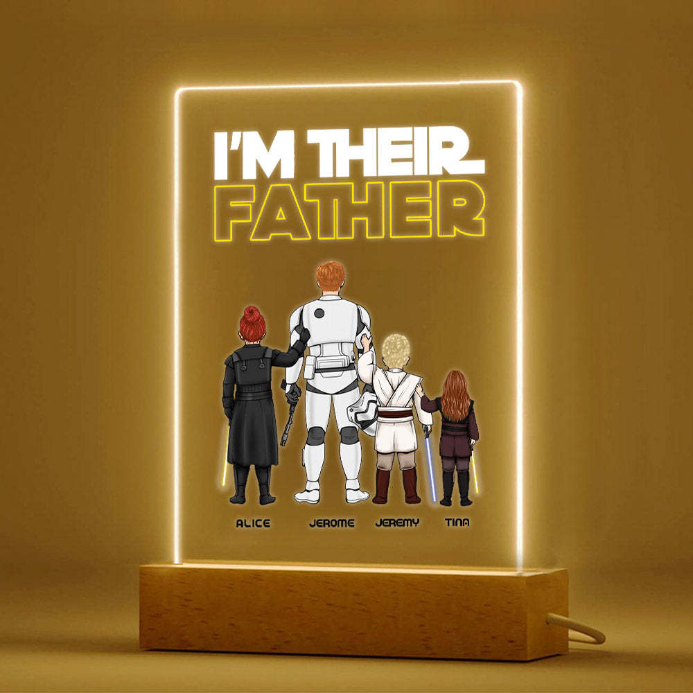 Custom I Am Their Father Night Light Personalized Acrylic Plaque Home Decoration Lamp Father's Day Gift - Myphotowallet