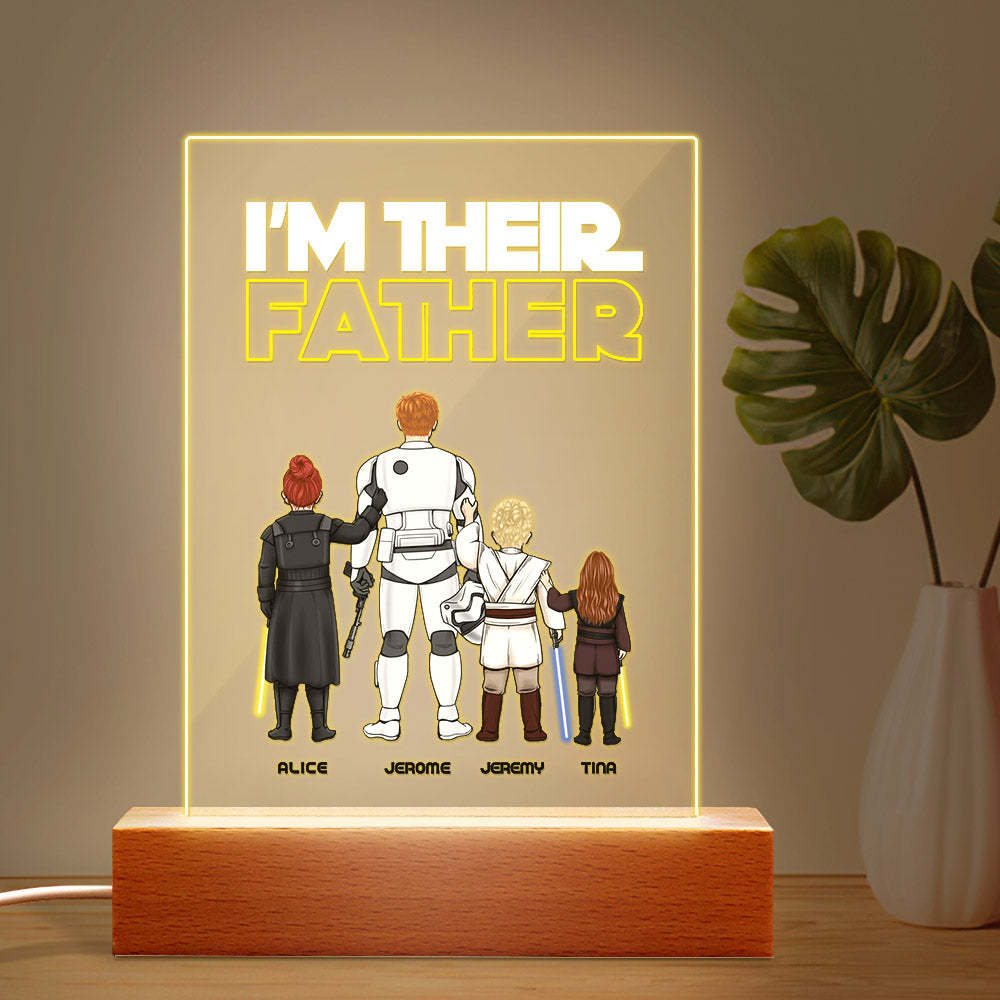 Custom I Am Their Father Night Light Personalized Acrylic Plaque Home Decoration Lamp Father's Day Gift - Myphotowallet