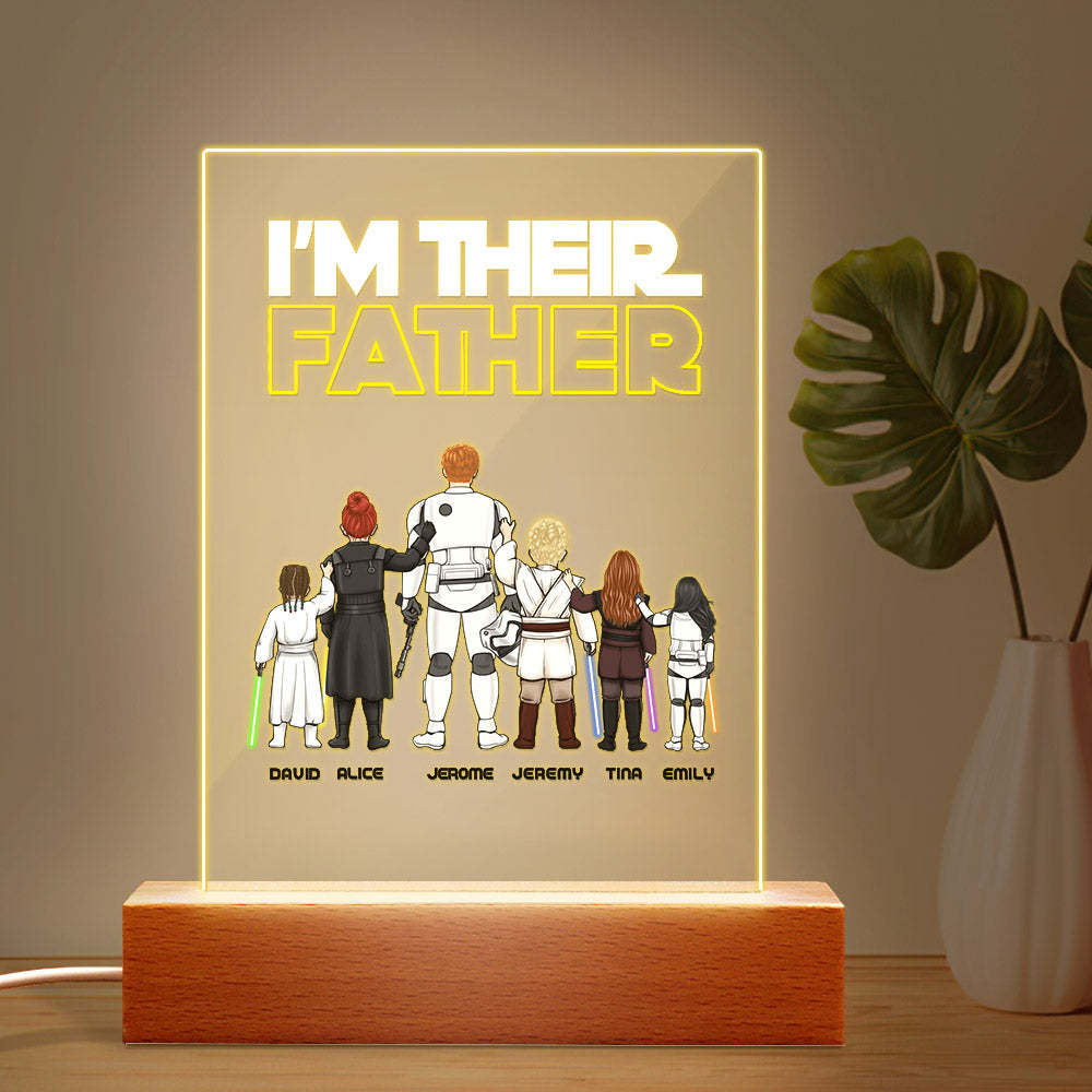 Custom I Am Their Father Night Light Personalized Acrylic Plaque Home Decoration Lamp Father's Day Gift - Myphotowallet