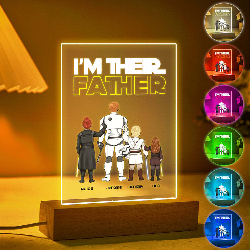 Custom I Am Their Father Night Light Personalized Acrylic Plaque Home Decoration Lamp Father's Day Gift - Myphotowallet