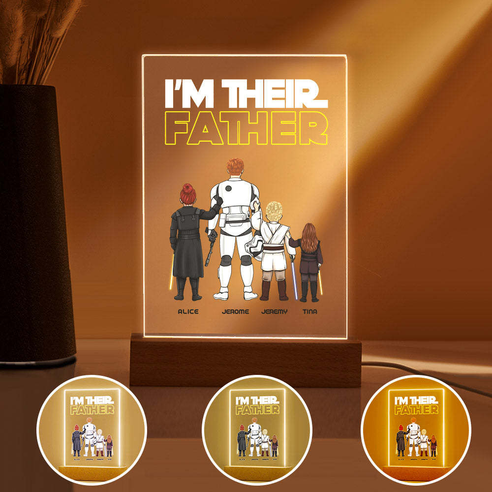 Custom I Am Their Father Night Light Personalized Acrylic Plaque Home Decoration Lamp Father's Day Gift - Myphotowallet