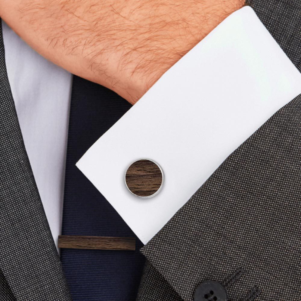 Personalized Initial Cufflinks Set With Wooden Box Groomsmen Gift