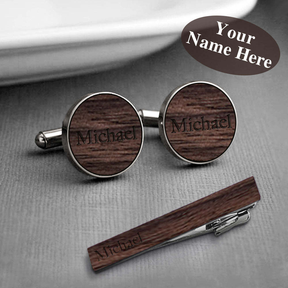 Custom Cufflinks And Tie Clip Personalized Name Cufflinks Gifts For Him