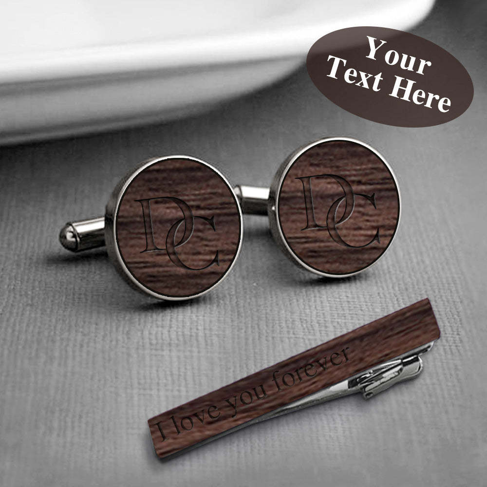 Custom Cufflinks And Tie Clip Personalized Letter Cufflinks Gifts For Him