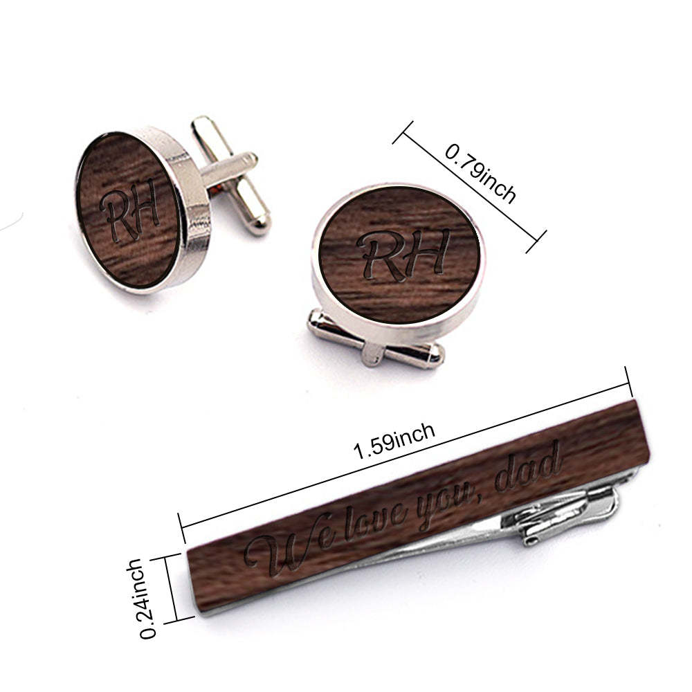 Custom Letter Cufflinks Set Personalized Cufflinks Set with Beard Wooden Box Father's Day Gift for Dad