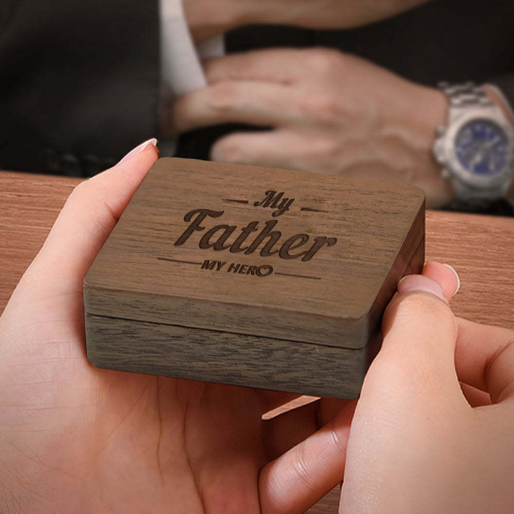 Custom Letter Cufflinks Set Personalized Cufflinks Set with Hero Wooden Box Father's Day Gift for Dad