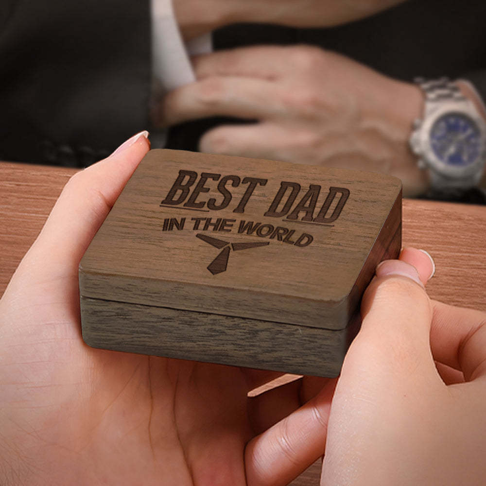 Custom Letter Cufflinks Set Personalized Cufflinks Set with Best Dad Wooden Box Father's Day Gift for Dad