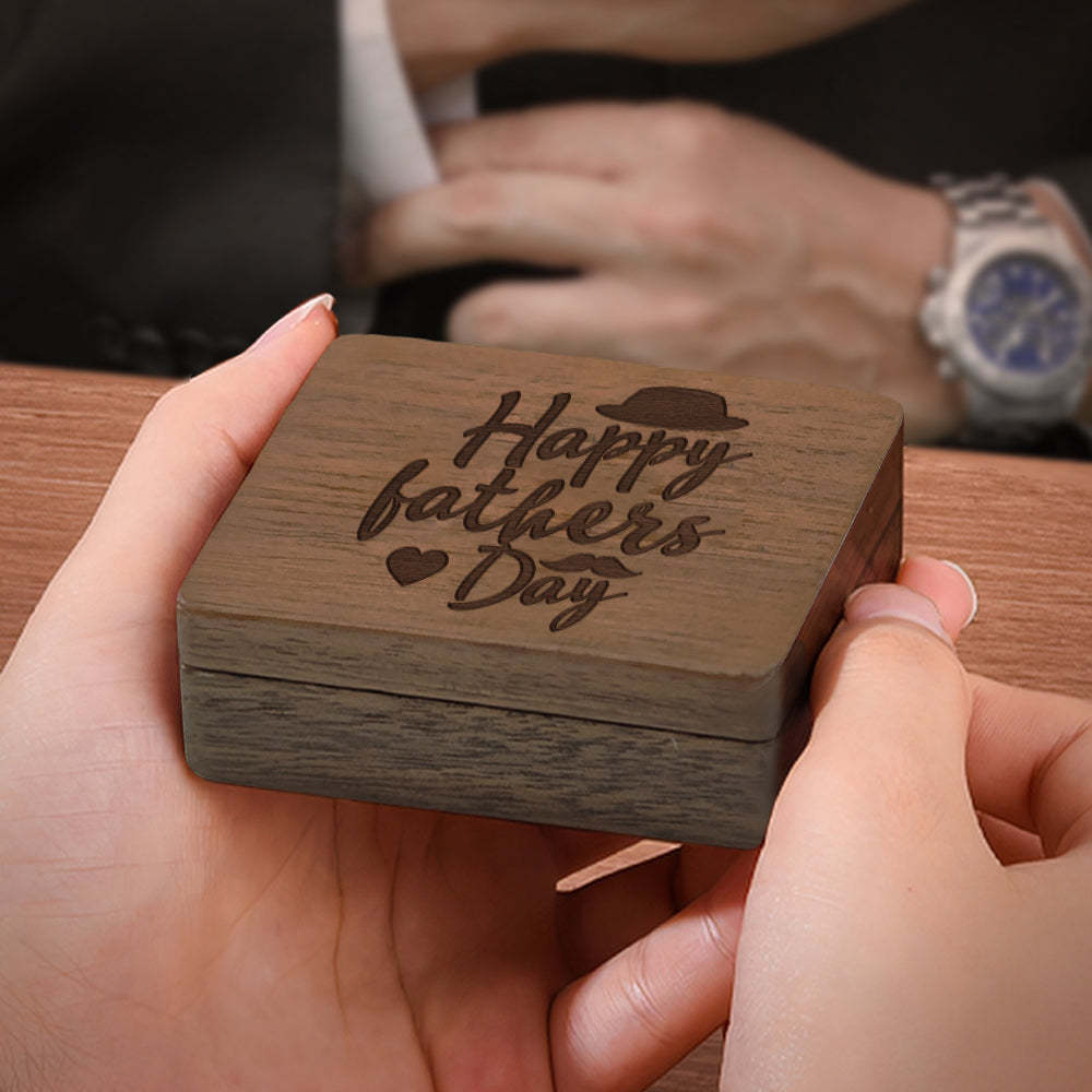 Custom Letter Cufflinks Set Personalized Cufflinks Set with Wooden Box Happy Father's Day Gift for Dad