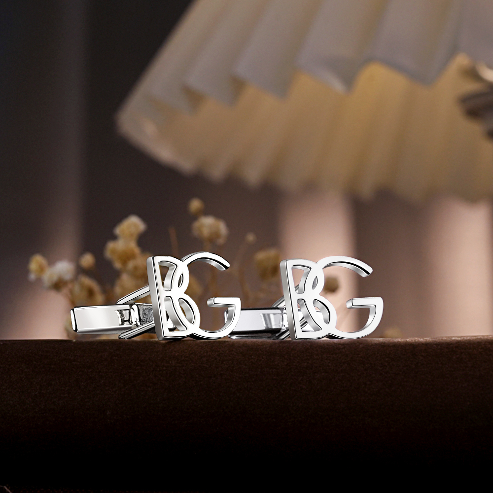 Sterling Silver Initial Cufflinks - Personalized Name Cufflinks - Groom & Groomsmen Gifts - Elegant Wedding Accessories, Unique Gift for Him