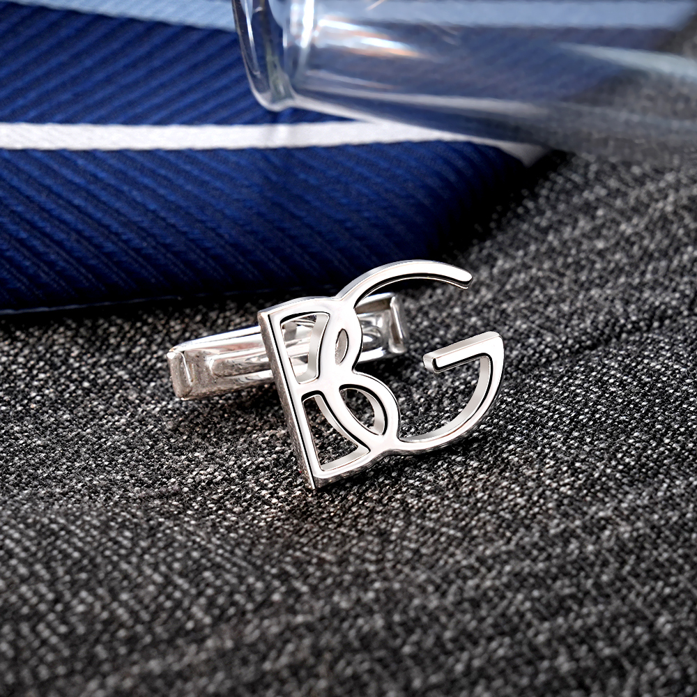 Sterling Silver Initial Cufflinks - Personalized Name Cufflinks - Groom & Groomsmen Gifts - Elegant Wedding Accessories, Unique Gift for Him