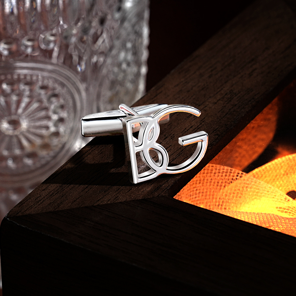 Sterling Silver Initial Cufflinks - Personalized Name Cufflinks - Groom & Groomsmen Gifts - Elegant Wedding Accessories, Unique Gift for Him