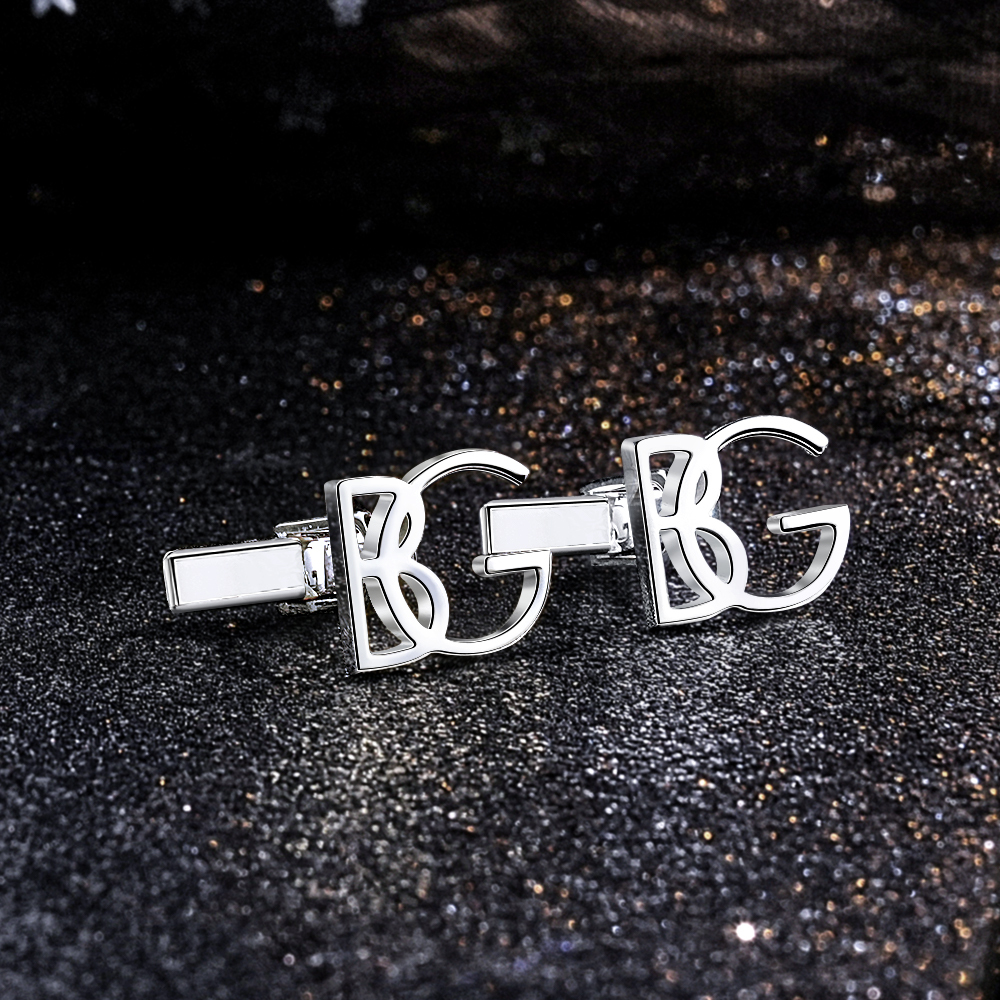 Sterling Silver Initial Cufflinks - Personalized Name Cufflinks - Groom & Groomsmen Gifts - Elegant Wedding Accessories, Unique Gift for Him