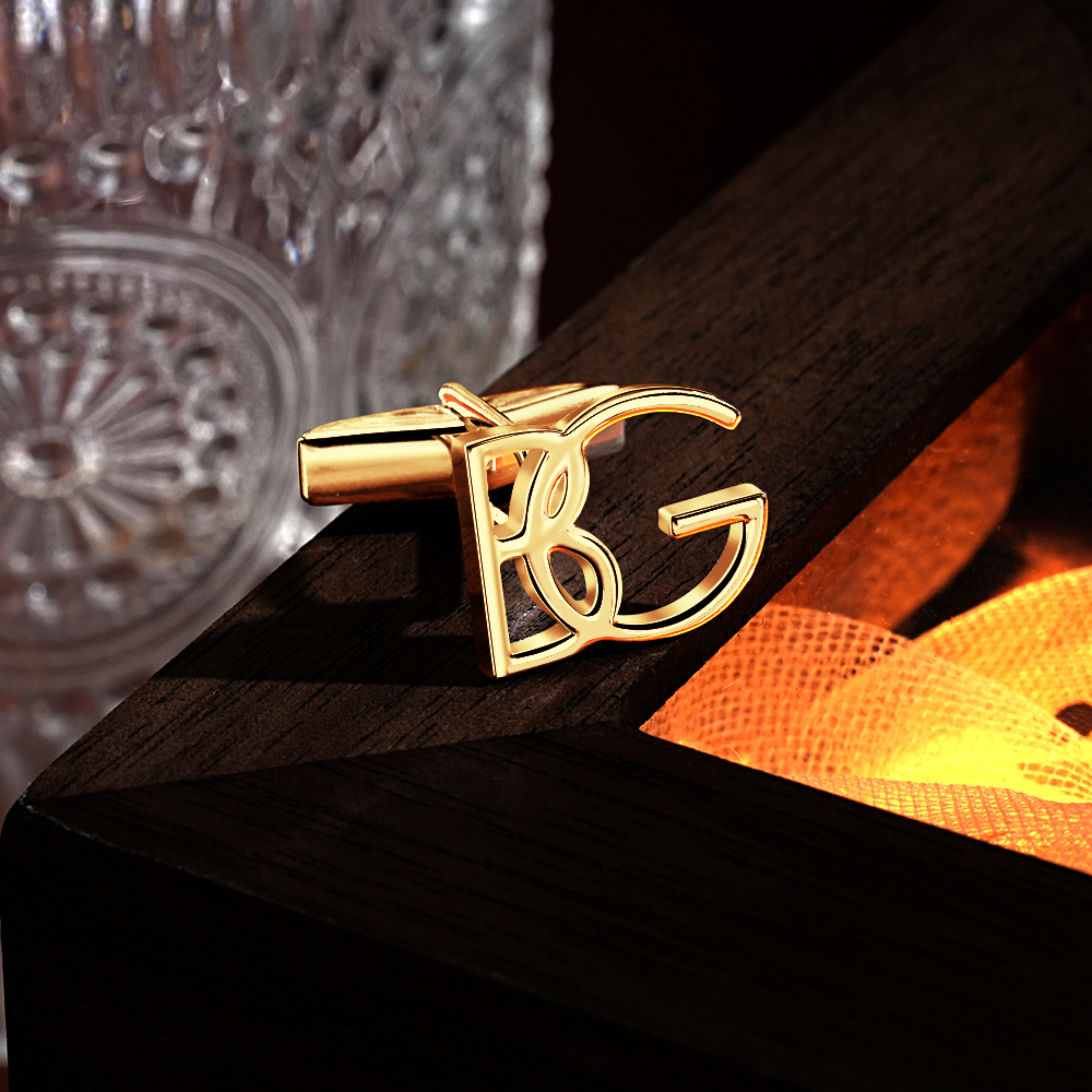 Sterling Silver Initial Cufflinks - Personalized Name Cufflinks - Groom & Groomsmen Gifts - Elegant Wedding Accessories, Unique Gift for Him