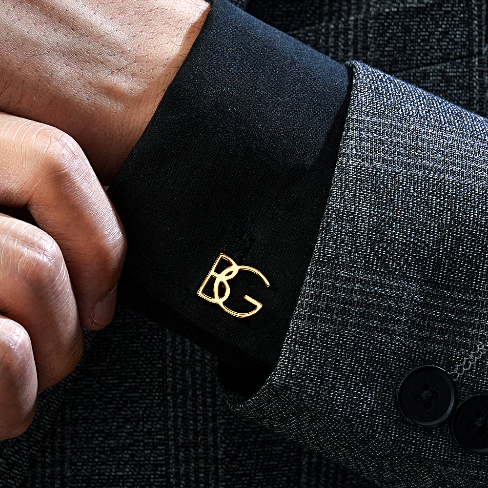 Sterling Silver Initial Cufflinks - Personalized Name Cufflinks - Groom & Groomsmen Gifts - Elegant Wedding Accessories, Unique Gift for Him