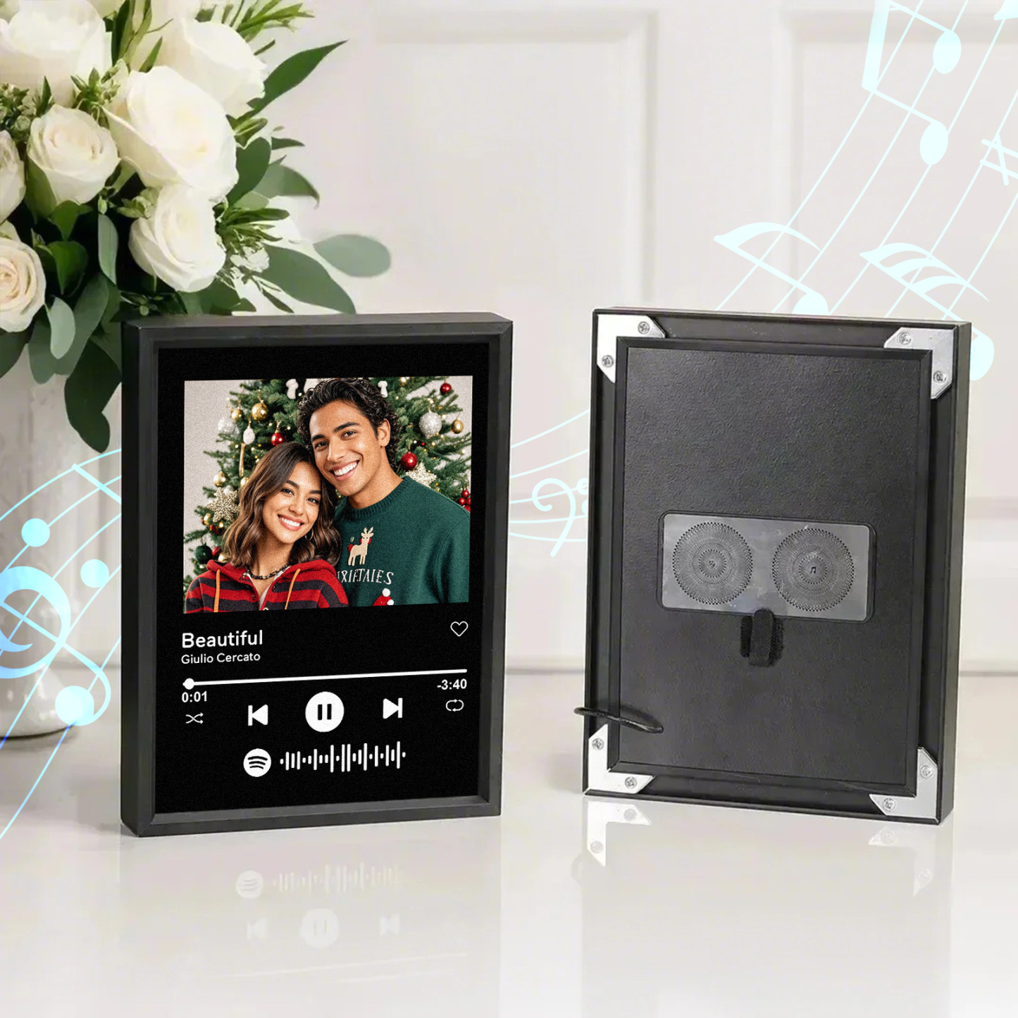 Custom Spotify Music Player Frame with Personalized Photo Bluetooth Speakers Home Decor Christmas Gifts for Him Her
