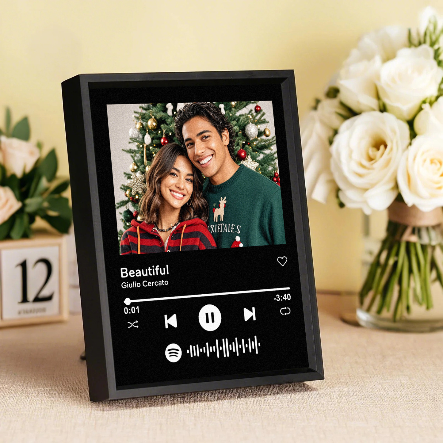 Custom Spotify Music Player Frame with Personalized Photo Bluetooth Speakers Home Decor Christmas Gifts for Him Her