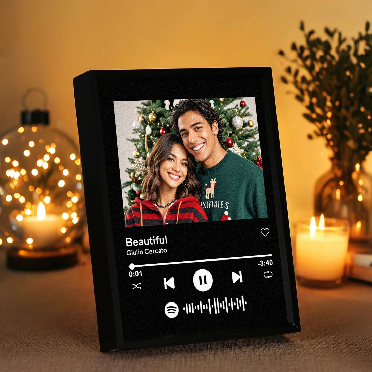 Custom Spotify Music Player Frame with Personalized Photo Bluetooth Speakers Home Decor Christmas Gifts for Him Her