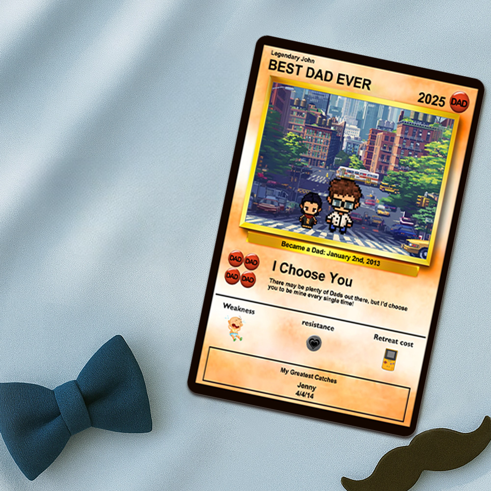 Father's Day Anime Monster Card, Custom Anime Monster Card Fathers Day Gift For A Anime Monster Lover!  Printed On Our Signature Metal Cards To Create A Memorable Keepsake