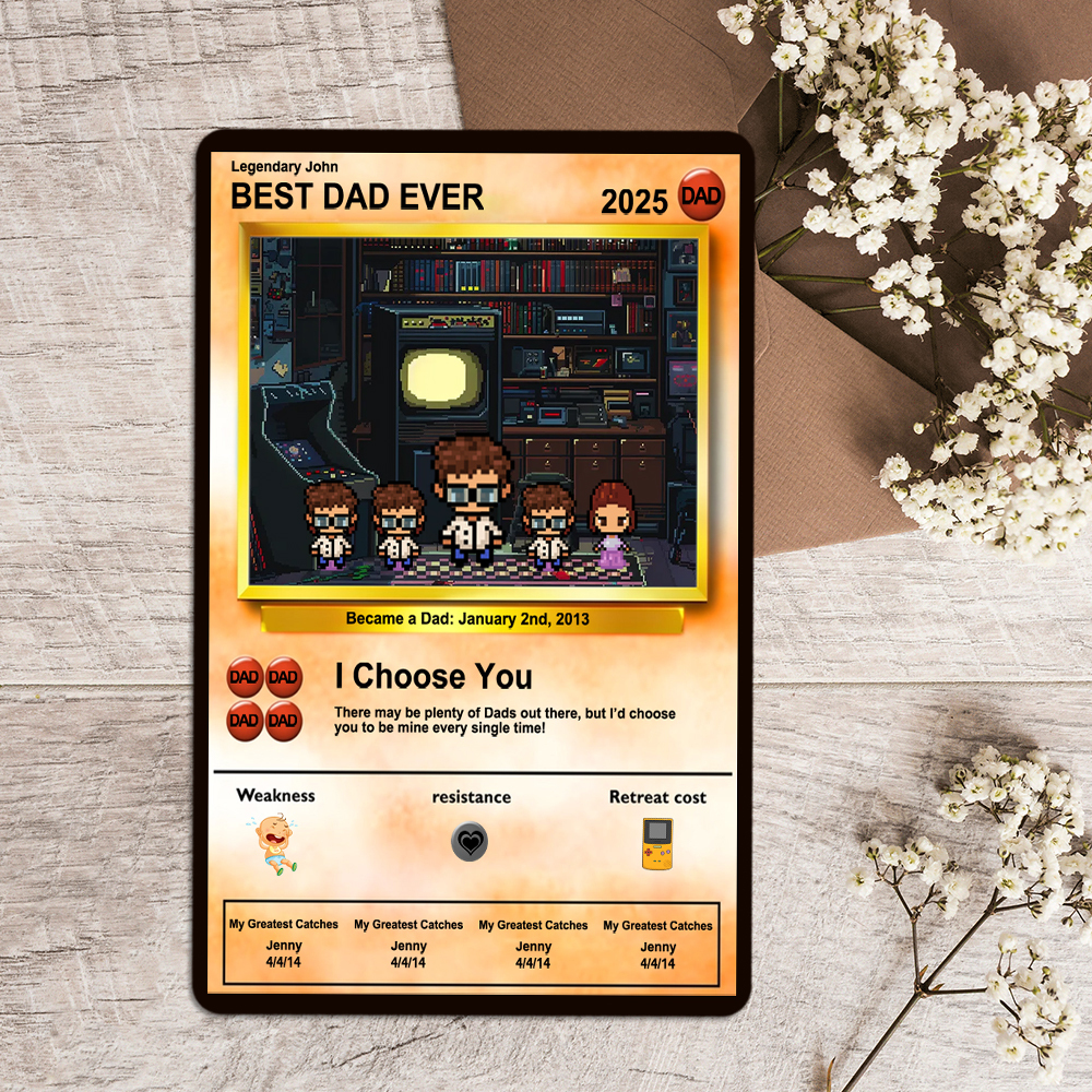 Personalized Anime Monster Father's Day Card - Custom Gift for Dad - Personalized Father's Day Gifts - Father's Day Present - Dad Gifts -