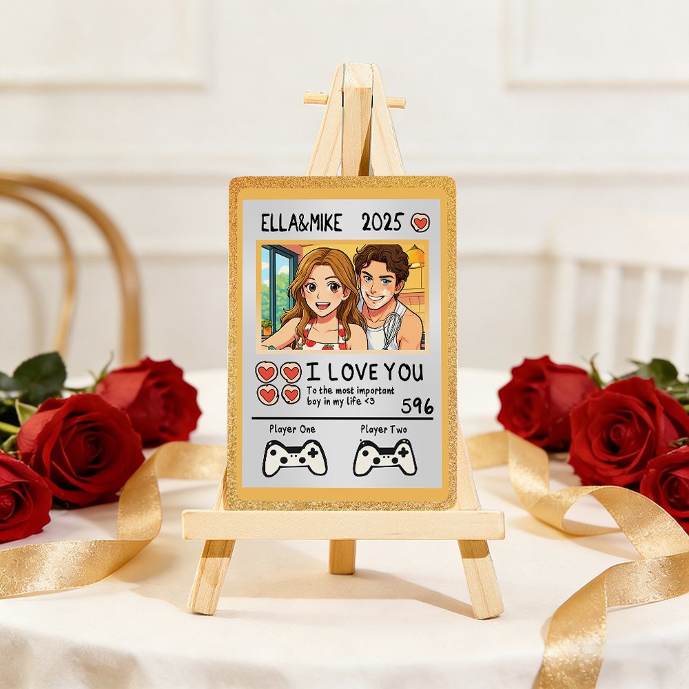 Personalized Valentine’s Day Power Couple Card, Custom Anniversary Card Couple Photo Anime Style, Best Valentine's Day Gift for Lover