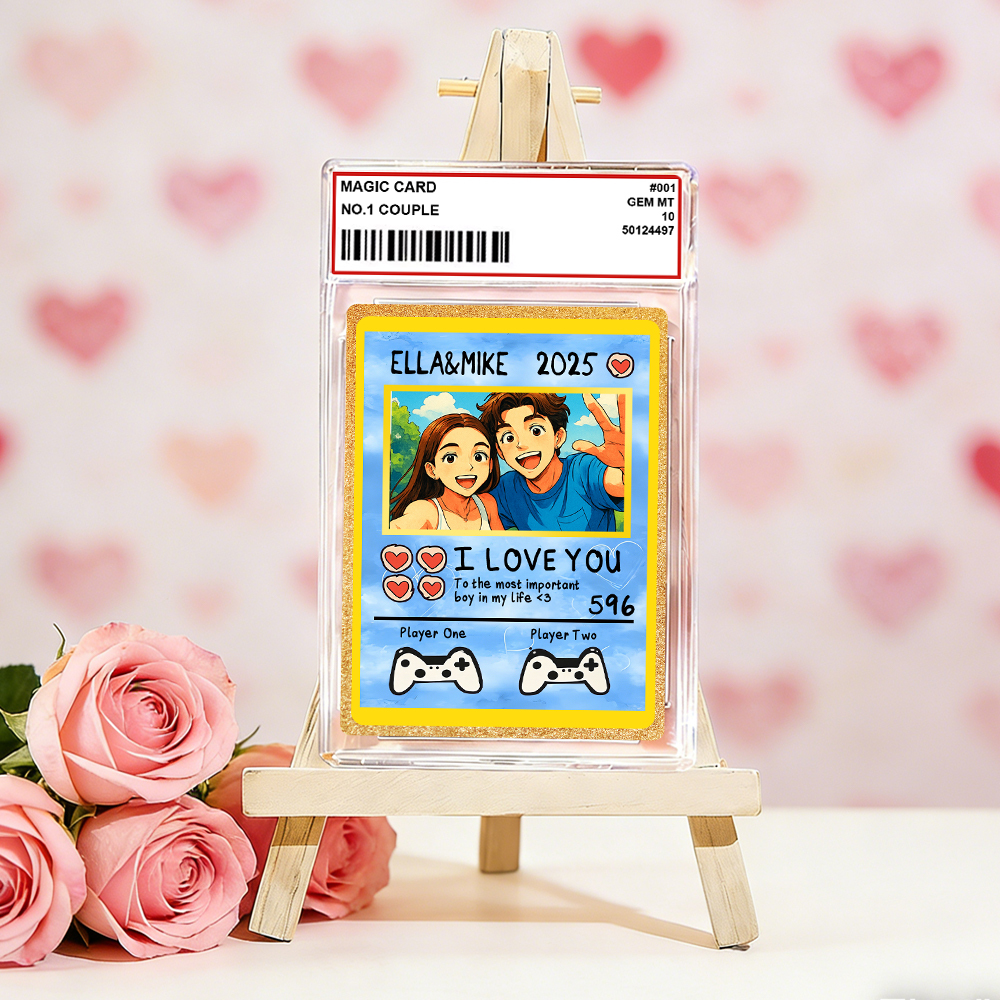Personalized Valentine’s Day Power Couple Card, Custom Anniversary Card Couple Photo Anime Style, Best Valentine's Day Gift for Lover