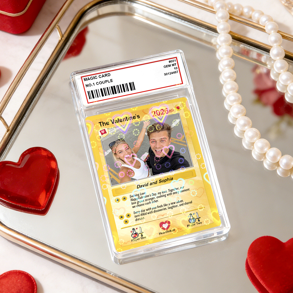 Personalized Valentine’s Day Power Couple Card, Custom Anniversary Card Couple Photo Anime Style, Best Valentine's Day Gift for Lover