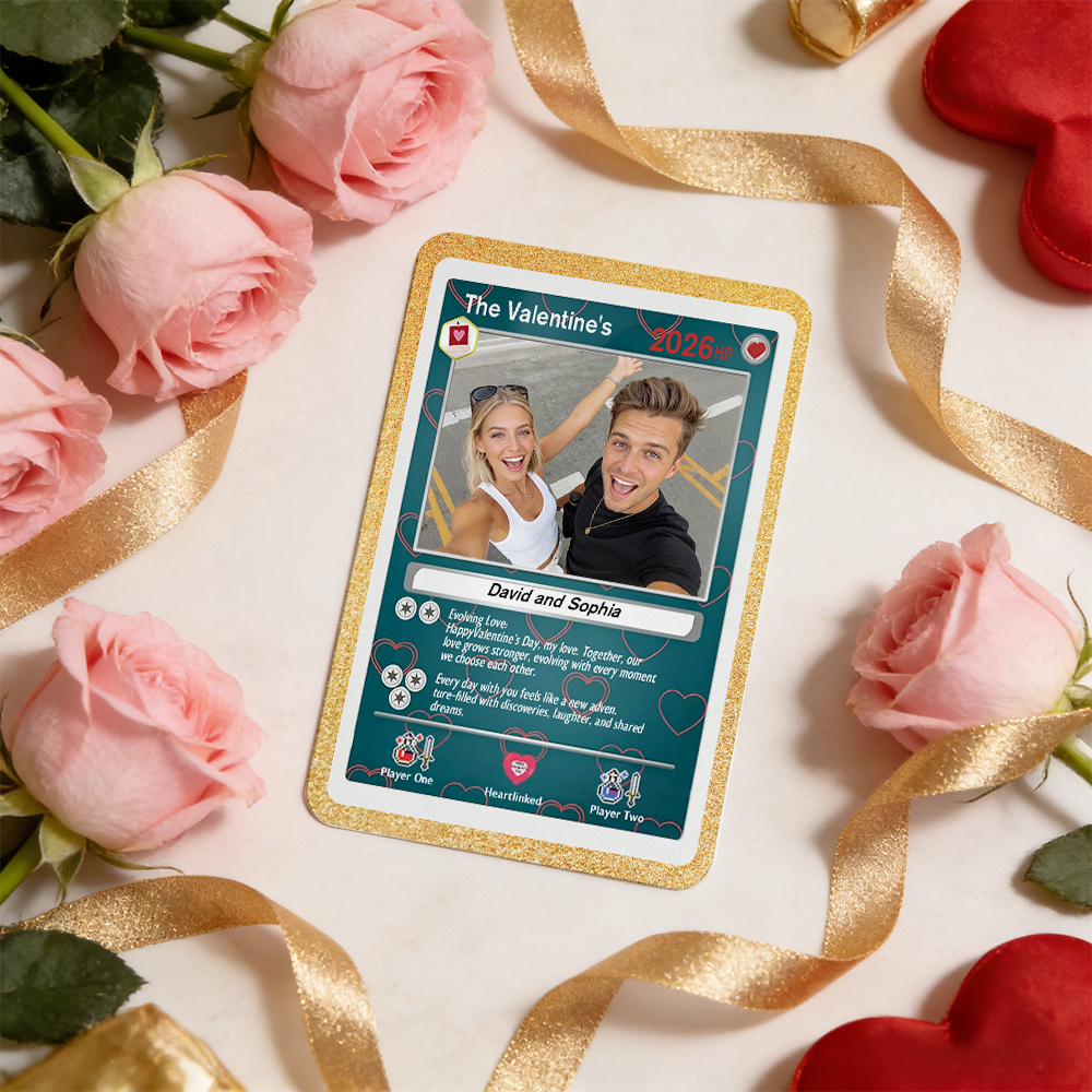 Personalized Valentine’s Day Power Couple Card, Custom Anniversary Card Couple Photo Anime Style, Best Valentine's Day Gift for Lover
