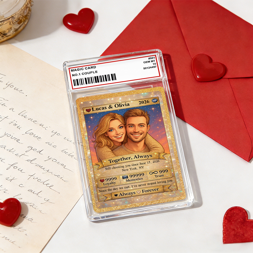 Personalized Valentine’s Day Power Couple Card, Custom Anniversary Card Couple Photo Anime Style, Best Valentine's Day Gift for Lover