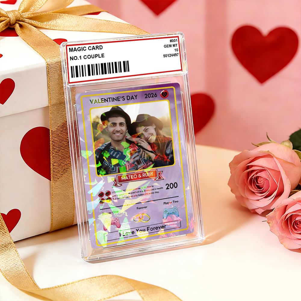 Personalized Valentine’s Day Power Couple Card, Custom Anniversary Card Couple Photo Anime Style, Best Valentine's Day Gift for Lover