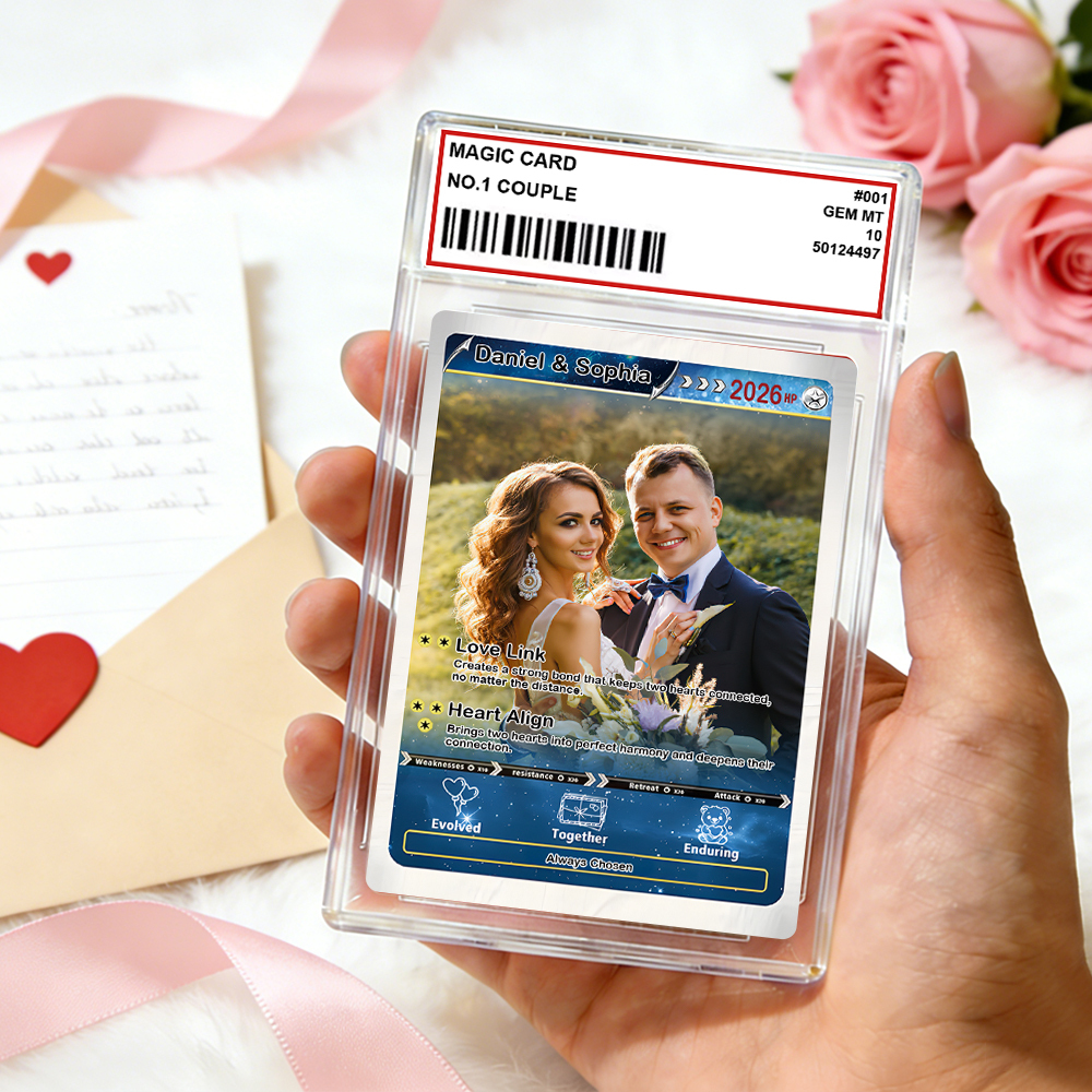 Personalized Valentine’s Day Power Couple Card, Custom Anniversary Card Couple Photo Anime Style, Best Valentine's Day Gift for Lover