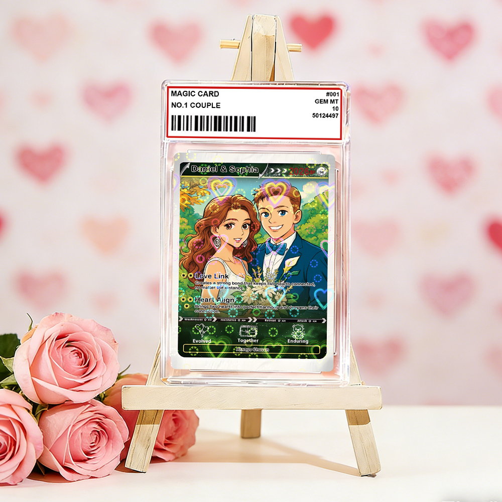 Personalized Valentine’s Day Power Couple Card, Custom Anniversary Card Couple Photo Anime Style, Best Valentine's Day Gift for Lover