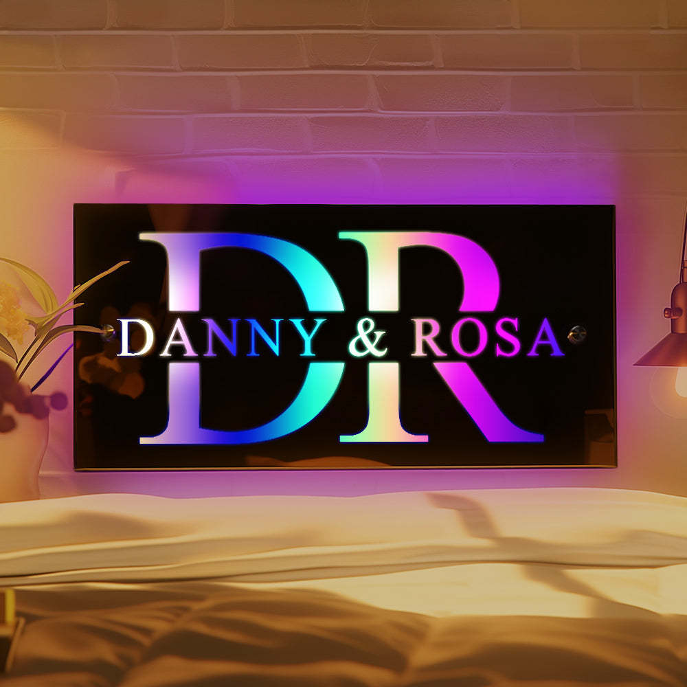 Personalized Name Mirror Light House Sign Couple Gift - Myphotowallet
