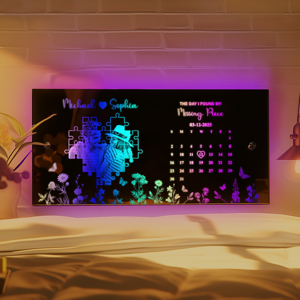 Custom Photo Mirror Light Customized Date Memorial Gifts