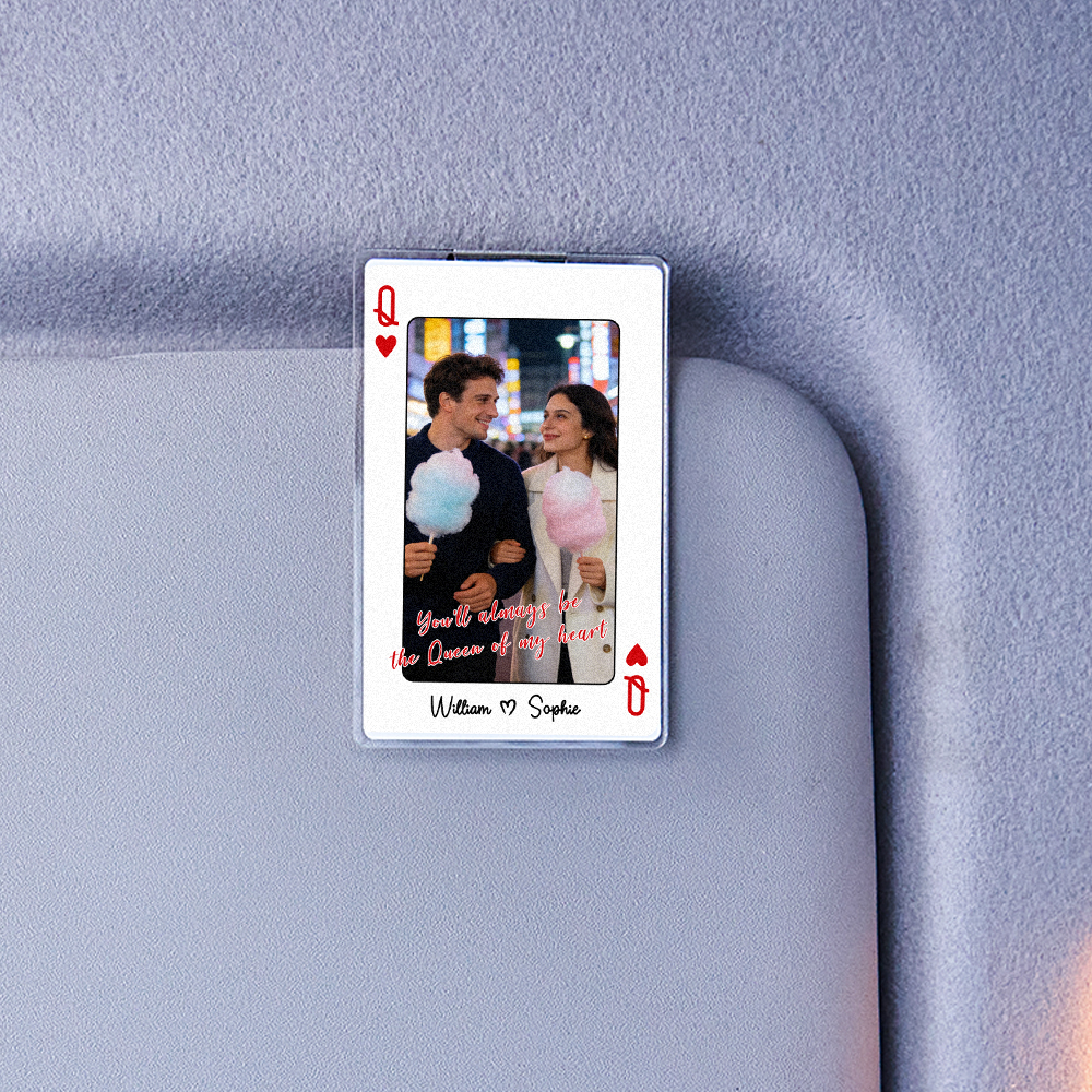 King/Queen Of My Heart Couple Custom Photo - Personalized Acrylic Car Visor - Valentine's Day Gift, Anniversary Gift For Him, For Her - 