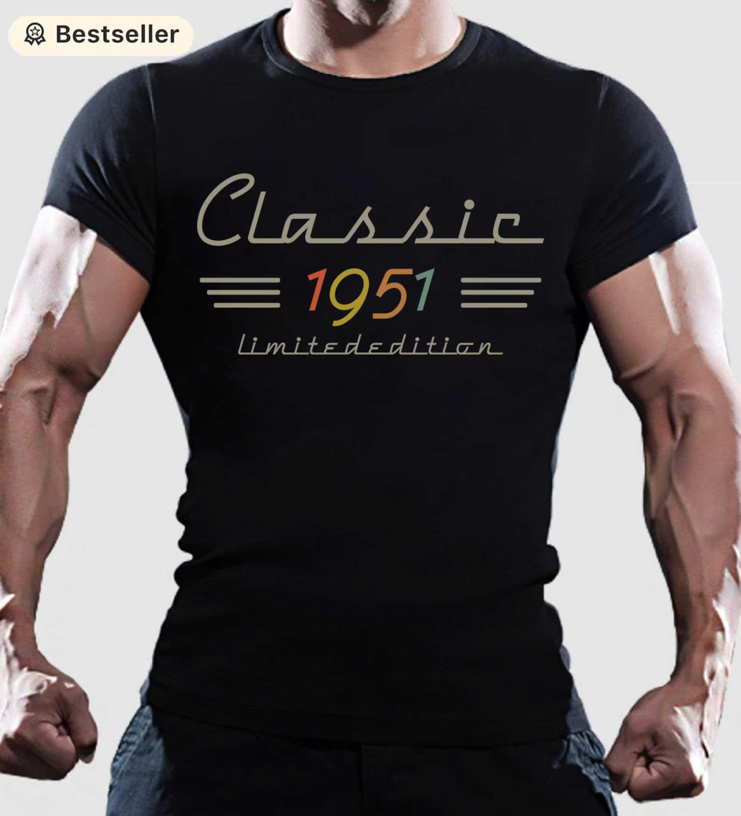 Personalized Classic Tee with Retro Birth Year Graphic, Custom Year Unique Birthday Gift for Dad - 