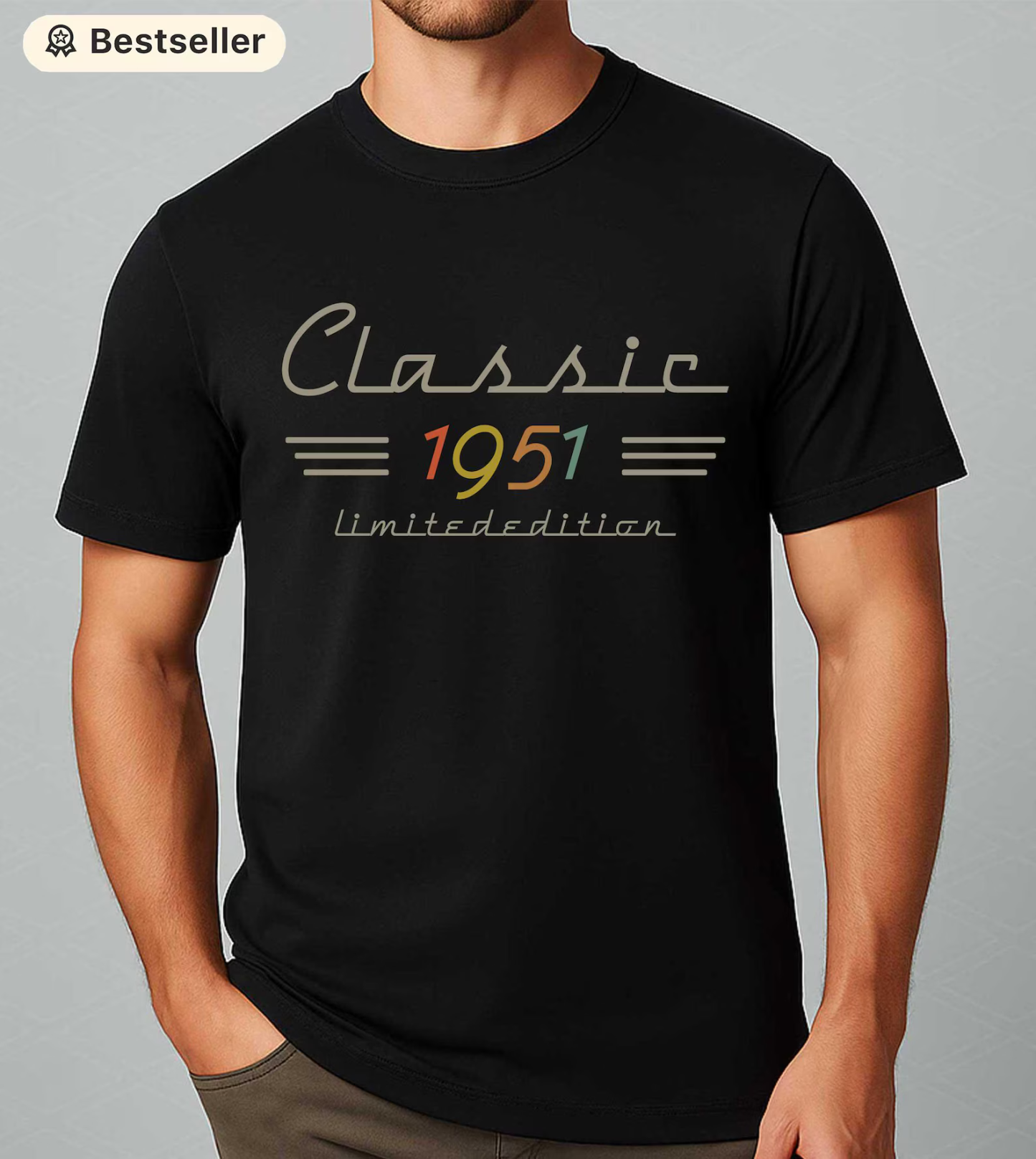 Personalized Classic Tee with Retro Birth Year Graphic, Custom Year Unique Birthday Gift for Dad - 