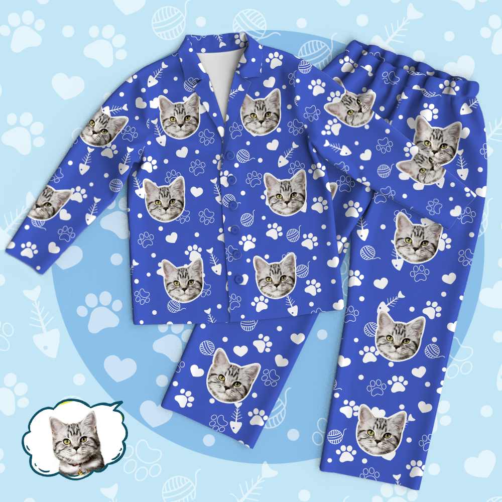 Personalized Pet Photo Pajama Tops/Pants - Lovely Cat Face - 