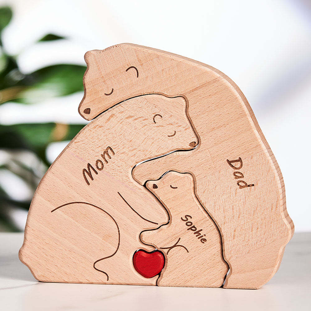 Custom Names Wooden Bears Family Block Puzzle Home Decor Gifts	 - myphotowallet