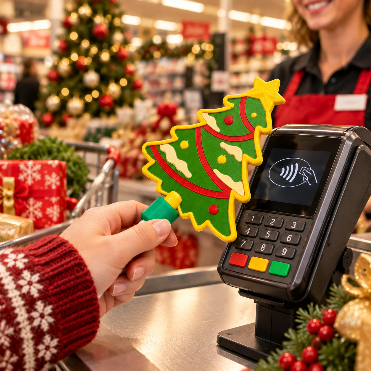 Christmas Magic Wand Contactless Payment Card Holder – Festive Tap-and-Pay Card Extender Wand for Drive-Thrus, Tolls & Stores