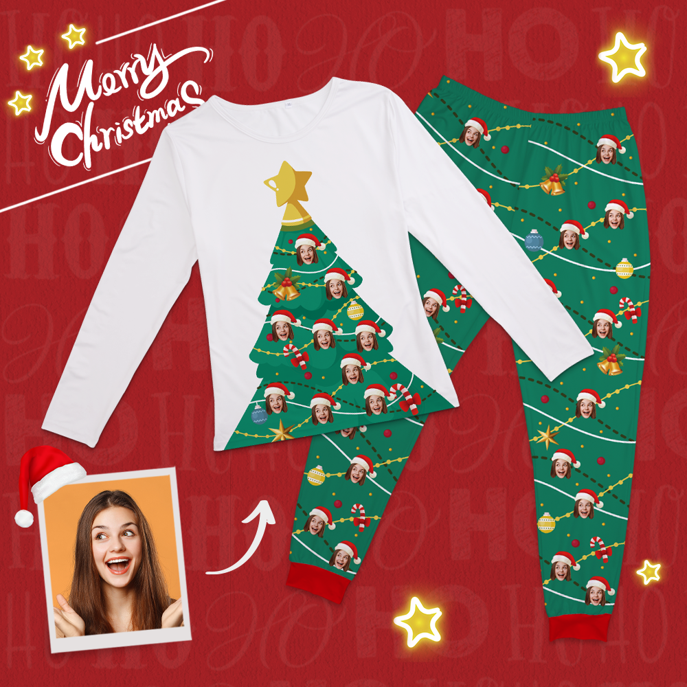 Custom Face Christmas Tree Pajamas - 