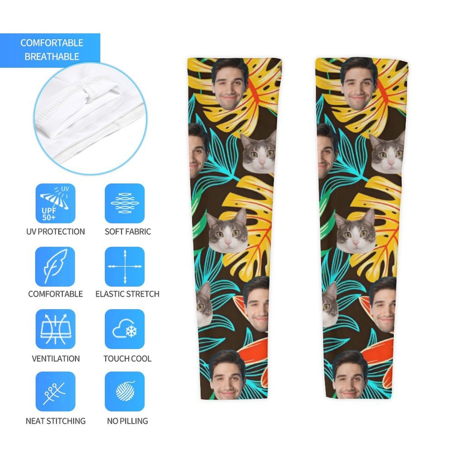 Personalized Sports Arm Sleeves With Photo - 