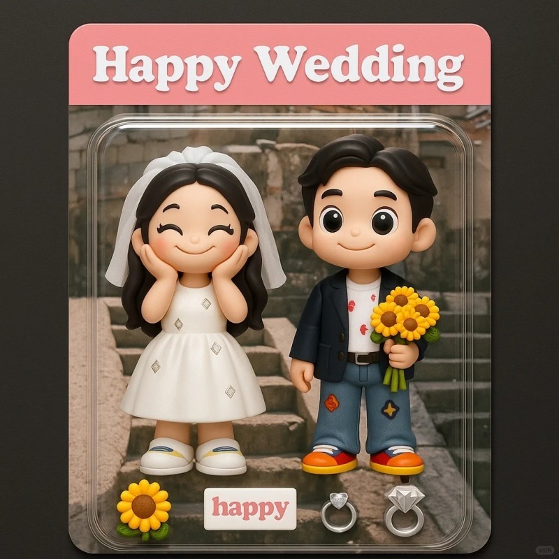 Full Body Custom 3D Effect Action Figure Pack Packaging Toy Box Style Art Gift Personalized Acrylic Fridge Magnets Couple's Gifts Wedding Gifts - Giftlab