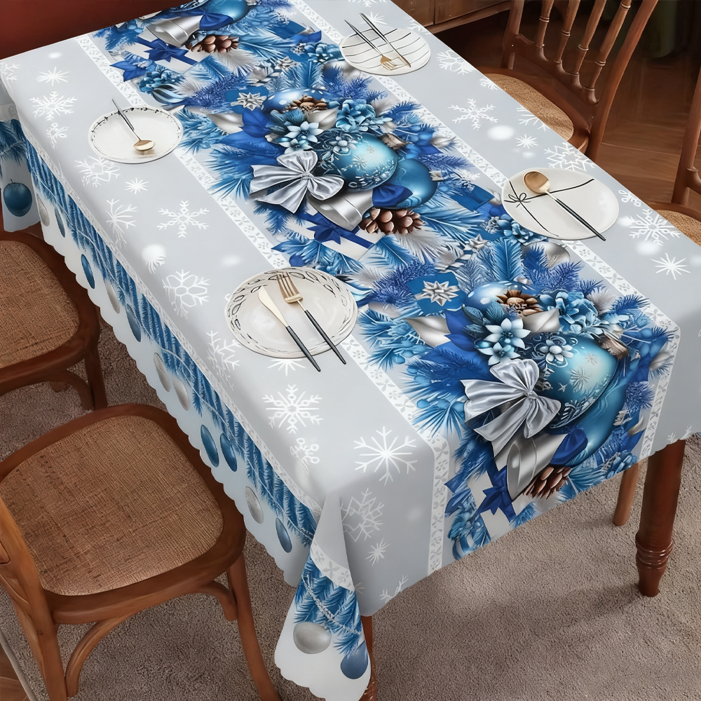 Christmas New Arrival Tablecloth, Digital Printed Festive Dining Table Cover, Holiday Home Decoration