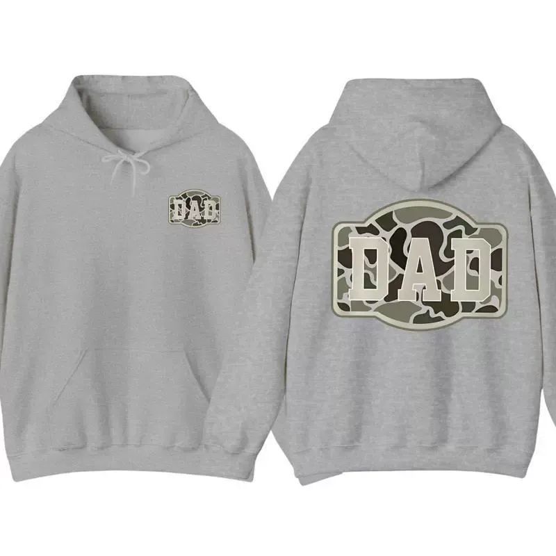 Camo Dad 2-Sided Hoodie, Funny Camouflage Graphic Pullover Casual Gift for Fathers