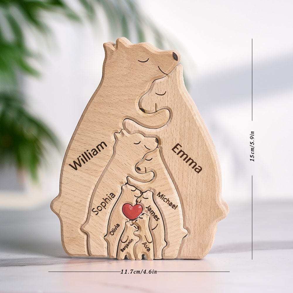 Wooden Puzzle Bears Puzzle Custom Family Names Puzzle Gifts for Kids - NameNecklace - myphotowallet
