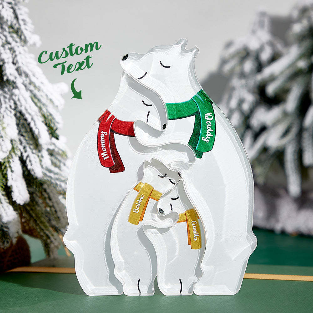 Custom Names Hugging Bear Family Acrylic Bear Family Puzzle Home Decor Christmas Gifts - NameNecklace - myphotowallet