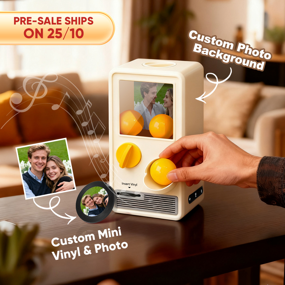 (Pre-Sale, Ships on 25/10) Personalized Music and Photo Music Gachapon Machine Custom Song Mini Record Box Retro Gifts for Her -